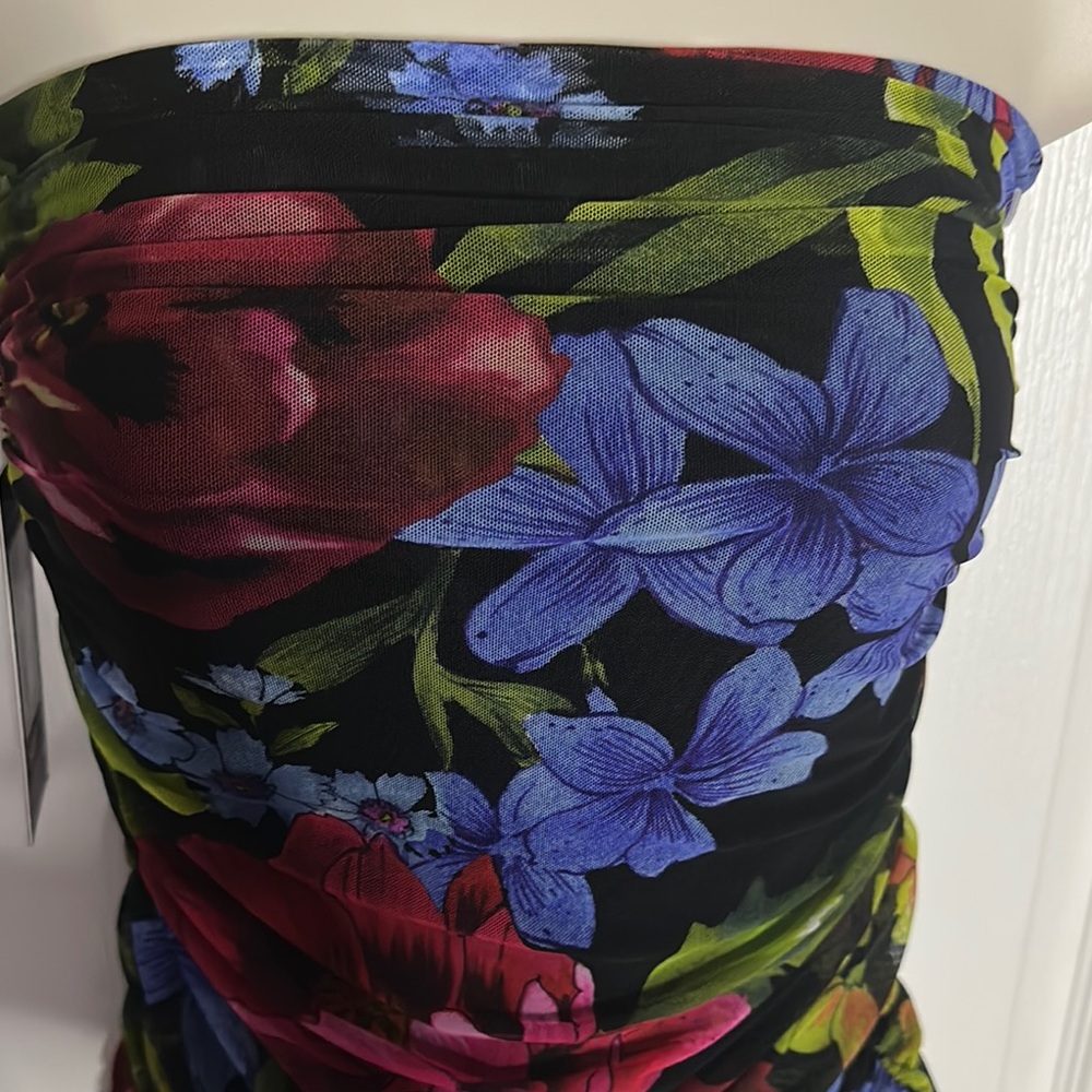 Floral Strapless Top with ruffle details